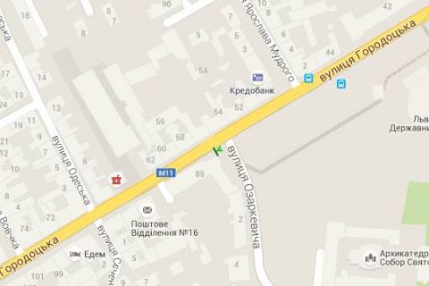 Бэклайт B в Львове, 1.2x1.8  Городоцька вул., 85 - Евгенія Озаркевича вул. (від центру) схема