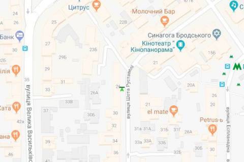 Ситилайт A в Киеве, 1.2x1.8  Шота Руставелі вул., 26  схема