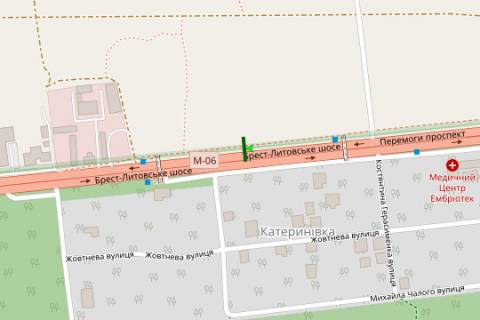 Билборд A в Киеве, 3x6  шосе Берестейське (шосе Брест-Литовське), 17 напроти (у напрямку Житомира) схема