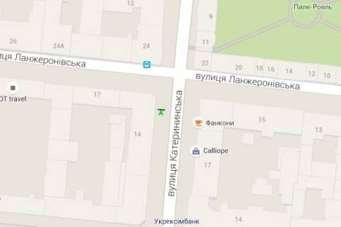 Бэклайт A в Одессе, 1.2x1.8  Єкатеринінська вул., 14 - Ланжеронівська вул. схема