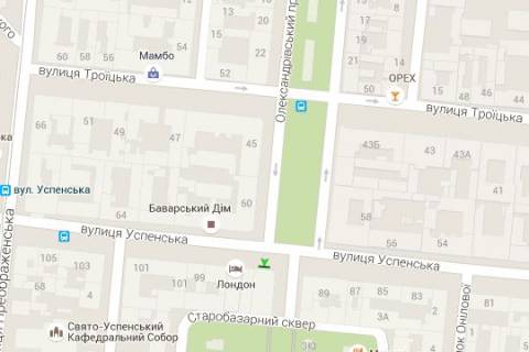Бэклайт A в Одессе, 1.2x1.8  Успенська вул., 91 - Українських Героїв просп. (Олександрівський просп) схема