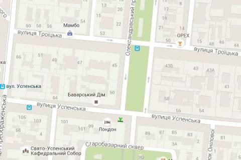 Ситилайт A в Одессе, 1.2x1.8  Успенська вул., 91 - Українських Героїв просп. (Олександрівський просп) схема