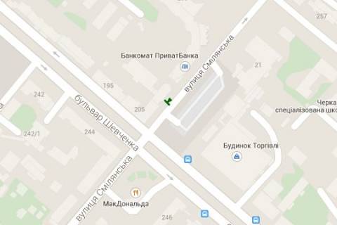 Бэклайт B в Черкассах, 1.2x1.8  Шевченка бульв. - Смілянська вул. схема
