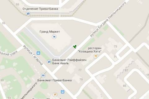 Бэклайт B в Черкассах, 1.2x1.8  Гагаріна вул., 55/1 - Богдана Хмельницького вул., (№2) схема