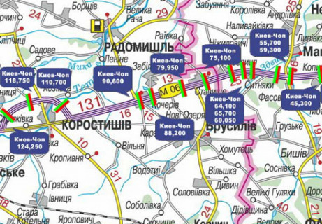 Билборд B в Житомире, 3x18  Траса M-06, Київ-Житомир, 90,600 (Напрямок з Києва в Житомир) схема