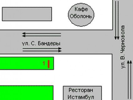 Бэклайт A в Ровно, 1.2x1.8  Бандери Степана вул., 31 - Чорновола Вячеслава вул. схема