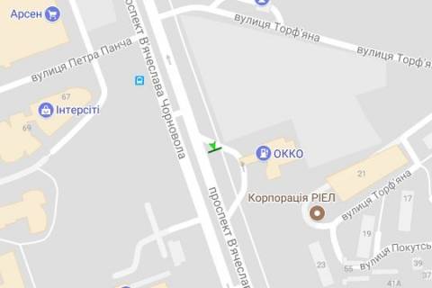Билборд B в Львове, 3x6  Вячеслава Чорновола просп. - Торф`яна вул. схема