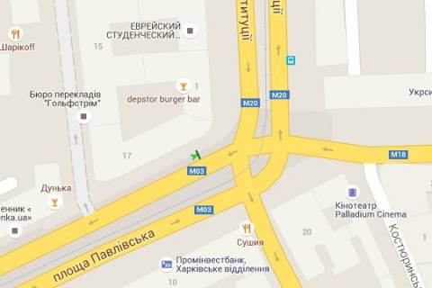 Бэклайт B в Харькове, 1.2x1.8  Рози Люксембург пл. (Павлівська пл.), 7 (№1) схема