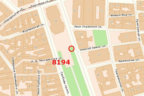 Ситилайт A в Львове, 1.2x3.6  Свободи просп., 22 схема