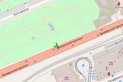 Билборд B в Киеве, 3x6  Броварський просп., 200 метрів від ст.м. Лісова схема