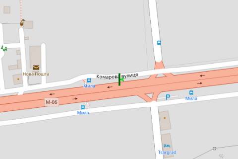 Билборд A на трассах Киевской области, 3x6  Київ - Житомир, 13км+000м від Києва (у напрямку  Житомира (поворот на пгт Дмитровку)) схема