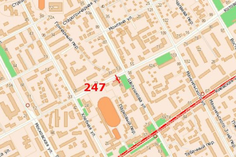 Билборд A в Васильевке, 3x6  Михайла Грушевського вул. (Котовського вул.), 50 - Князів Острозьких вул. (Шелушкова вул.) схема
