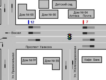 Бэклайт B в Херсоне, 1.2x1.8  Ушакова просп., 64 схема