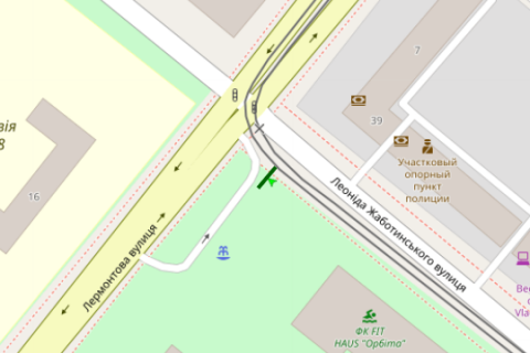 Билборд B в Запорожье, 3x6  Леоніда Жаботинського вул. (Правди вул.) - В'ячеслава Зайцева (Лермонтова) вул. схема
