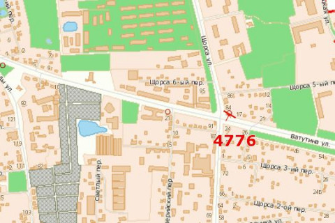 Билборд A в Васильевке, 3x6  Незалежності просп. (Ватутіна вул.) - Покровська вул. (Щорса вул.) схема