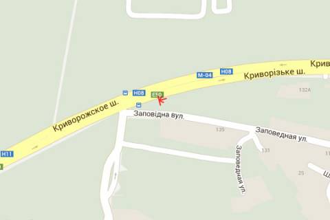 Билборд B в трассах Днепропетровска, 3x6  Криворізьке шосе - Заповідна вул. схема