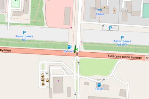 Билборд A в Полтаве, 3x6  Київське шосе - 23 Вересня вул. схема