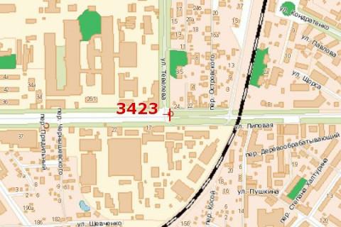 Білборд, Бігборд (Борд)  B у Василівці, 3x6  Маршала Бiрюзова вул. - Героїв-пожежників вул. схема