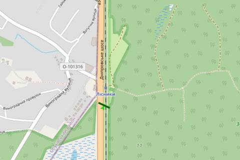 Билборд A в Лесниках (Киевской обл), 5x12  Київ - Обухів, 08км + 580м до Києва (у напрямку  Києва) схема
