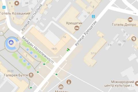 Беклайт B у Києві, 1.2x1.8  Хрещатик вул., 16 ("Юнітрейд", "Райффайзенбанк") схема