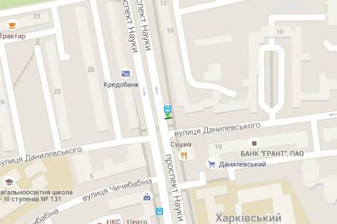 Citylight B in Kharkiv, 1.2x1.8  Nauki prosp. (Lenina prosp.) - Danilevs'kogo st. scheme
