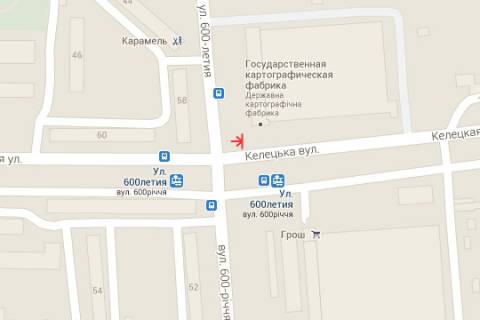 Билборд B в Виннице, 3x6  Келецька вул. - 600-річчя вул. схема