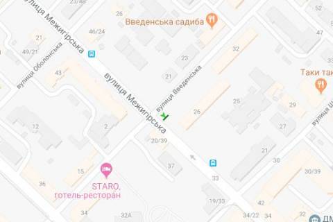 Ситилайт B в Киеве, 1.2x1.8  Межигірська вул. - Введенська вул., 26 схема