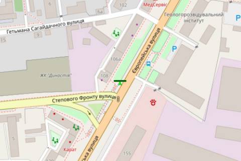 Билборд B в Полтаве, 3x6  Європейська вул. (Фрунзе). - Олександра Оксанченка вул. (Степового фронту) схема