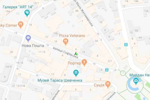 Бэклайт A в Киеве, 1.2x1.8  Софіївська вул., 6 схема