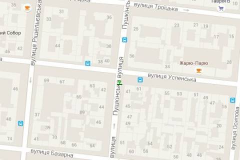 Citylight B in Odessa, 1.2x1.8  Puskins'ka st., 41 - Uspens'ka st. scheme