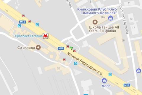 Бэклайт B в Харькове, 2.3x3.14  Вернадського вул. - просп. Аерокосмічний (Гагаріна). схема