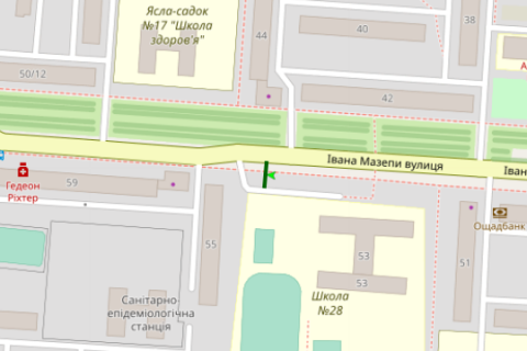 Білборд, Бігборд (Борд)  B у Полтаві, 3x6  вул. Івана Мазепи (Калініна)., 55 схема