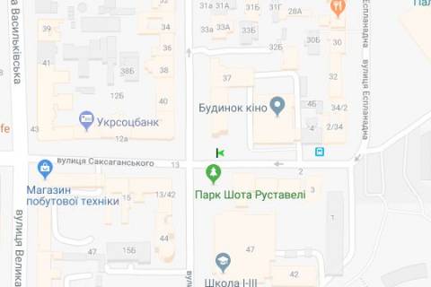 Скроллер A в Киеве, 1.2x1.8  Саксаганського вул., 8 - Шота Руставелі вул. - 404935 схема