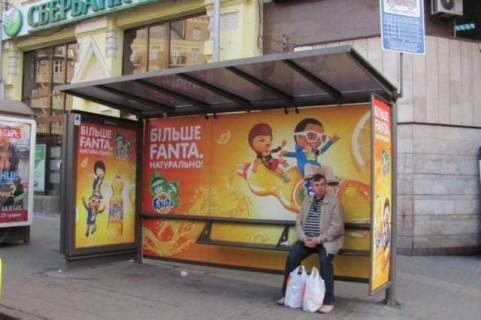 Билборд A в Васильевке, Нестандарт  Толстого Льва пл., 2 - Пушкінська вул.,  (правору) №1 - зупинка громадського транспорту (брендування) фото 1