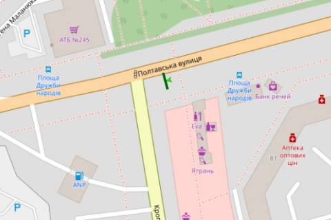 Билборд B в Кропивницкий (Кировоград), 3x6  Полтавська вул. - Кропивницького вул. схема