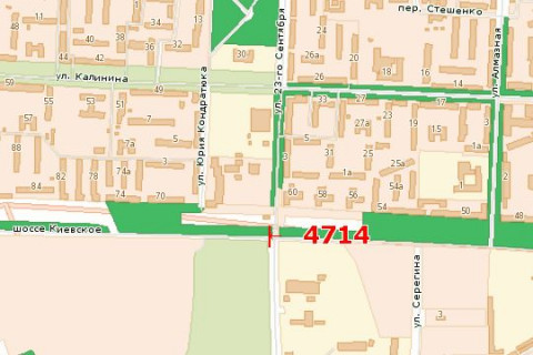 Billboard A in Vasylivka, 3x6  Kiivs'ke sose - 23-go Veresna st. scheme