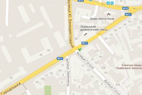 Бэклайт B в Львове, 1.2x1.8  Городоцька вул., 67 - Миколи Гоголя вул. (від центру) схема