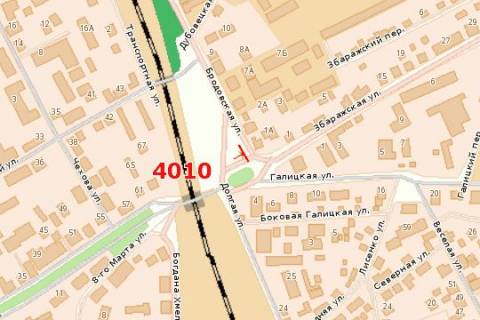 Billboard B in Ternopil, 3x6  Zbaraz'ka st. - Brodivs'ka st. (ot centra) scheme