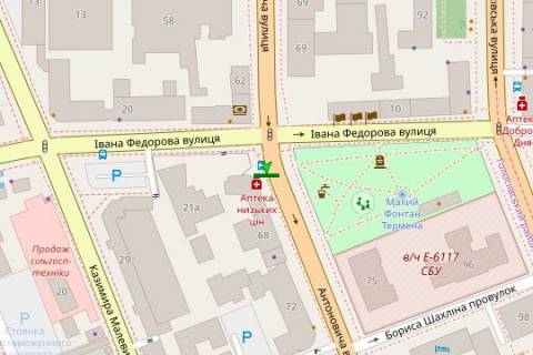 Ситилайт A в Киеве Антоновича вул. (Горького вул.), 66,  зуп. «вул. Федорова» (1) схема