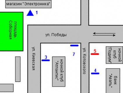 Ситилайт B в Васильевке, 1.2x1.8  Михайла Грушевського вул. (Котовського вул.) - Перемоги вул., 10 схема