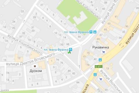 Бэклайт A в Львове, 1.2x1.8  Івана Франка пл. - Івана Франка вул. - Вітовського вул. схема