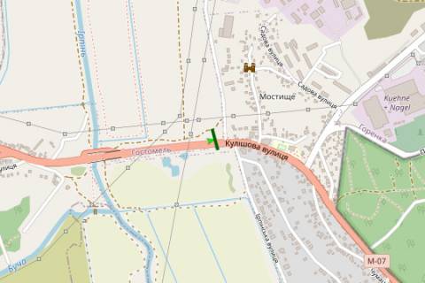 Билборд B в Гостомеле, 5x12  Київ - Ковель, 10км+000м від Києва  (Гостомель) (у напрямку  Києва) схема