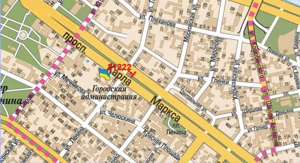 Бэклайт B в Днепр (Днепропетровск), 1.2x1.8  Дмитра Яворницького (Карла Маркса) просп. - Воскресенська вул. (Леніна вул.), (зупинка) №13 схема