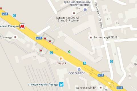 Backlight B in Kharkiv, 1.2x1.8  Vernads'kogo st. - Gagarina prosp., 20 (No2) (z centru) scheme