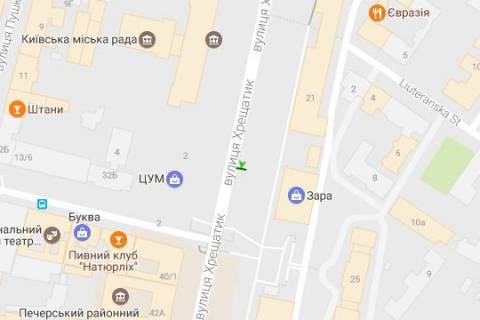 Citylight B in Kyiv, 1.2x1.8  Hresatik st., 21 (magazin "Vzutta") scheme