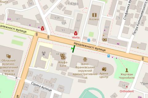 Білборд, Бігборд (Борд)  A у Івано-Франківську, 3x6  Незалежності вул., 44 схема