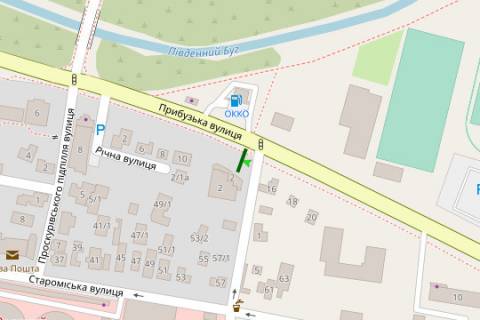 Билборд B в Хмельницком, 3x6  Прибузька вул. - Михайла Грушевського вул. схема
