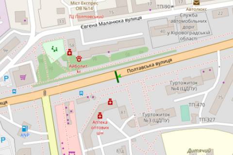 Билборд B в Кропивницкий (Кировоград), 3x6  Полтавська вул., 81 - Кропивницького вул. схема