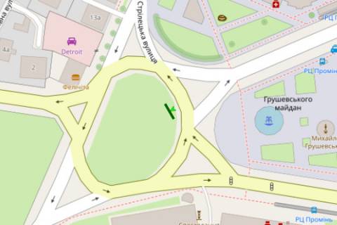 Билборд A в Луцке, 3x6  Президента Грушевського просп. - Василия Мойсея просп. (права) схема