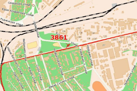 Билборд A в Васильевке, 3x6  Городоцька вул. - Кузневича Г. вул. схема